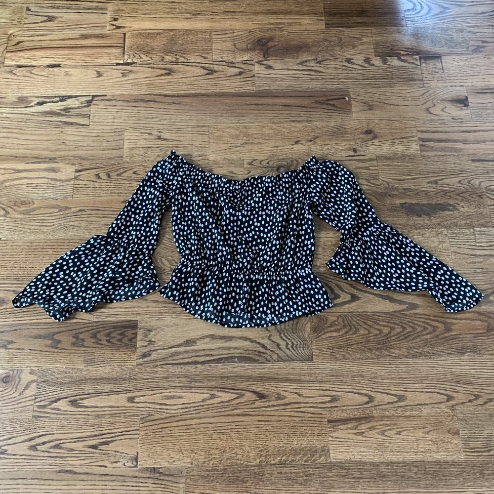 Express Polka Dot Off Shoulder Blouse XS